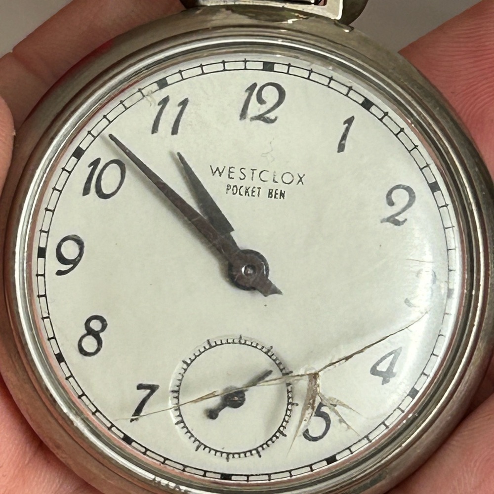 Westclox Pocket Ben Silver Watch VTG 👴
